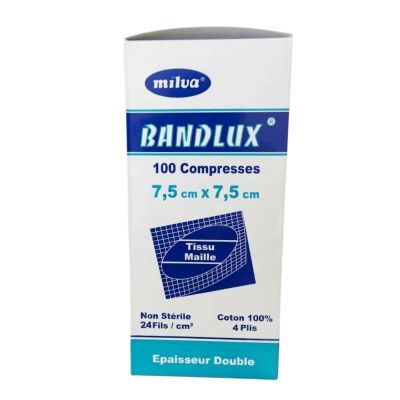 MILVA Bandlux Compresse de gaze 7.5x7.5 4 plis NS B/100