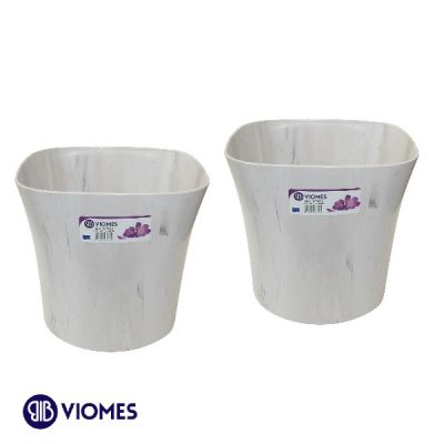 Lot de 2 Pots Lily natura onyx 15x15x14 cm VIOMES-Blanc