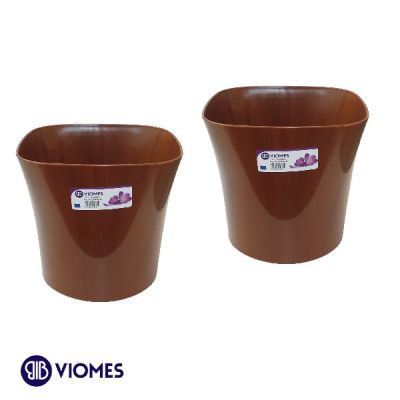 Lot de 2 Pots Lily natura onyx 15x15x14 cm VIOMES-Marron