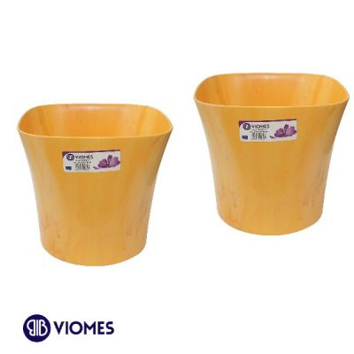 Lot de 2 Pots Lily natura onyx 15x15x14 cm VIOMES-Jaune