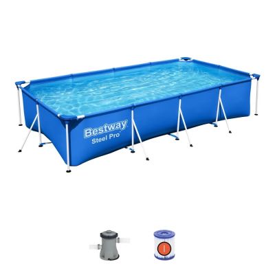 Piscine Hors Sol Bestway Steel Pro Rectangulaire 400 x 211 x 84 cm + Filtre à Cartouche