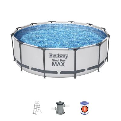 Piscine Hors Sol Bestway Steel Pro Max Ronde D 366 x 100 cm + Filtre à Cartouche + Échelle + Bâche