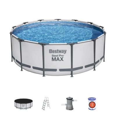 Piscine Hors Sol Bestway Steel Pro Max Ronde D 457 x 107 cm + Filtre à Cartouche + Échelle + Bâche