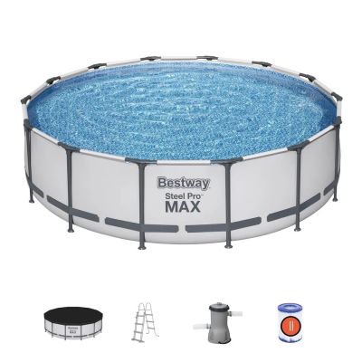 Piscine Hors Sol Bestway Steel Pro Max Ronde D 427 x 107 cm + Filtre à Cartouche + Échelle + Couverture