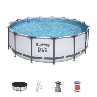 Piscine Hors Sol Bestway Steel Pro Max Ronde D 457 x 122 cm + Filtre à Cartouche + Bâche