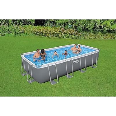 Piscine Hors Sol Bestway Power Steel Rectangulaire 549 x 274 x 122 cm + Filtration à Cartouche + Échelle + Bâche