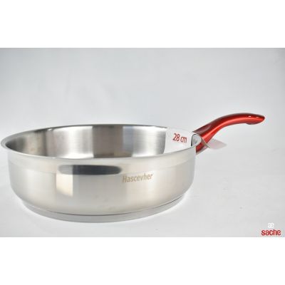 Poêle HASCEVHER - inox - 20 cm - Rouge