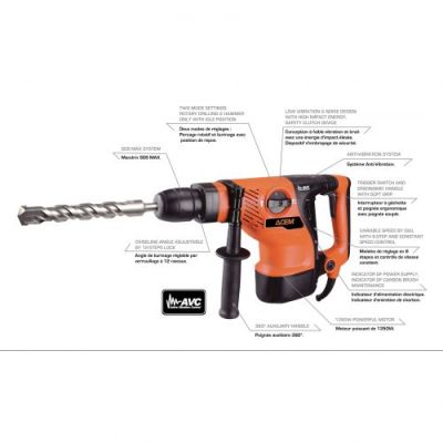 Marteau Perforateur ACEM RH 700 - 1350W - 7kg - Noir & Orange