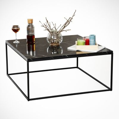 Table basse - Bois mdf - Acier - Noir - h x L x l( 35 x 60 x 40)cm