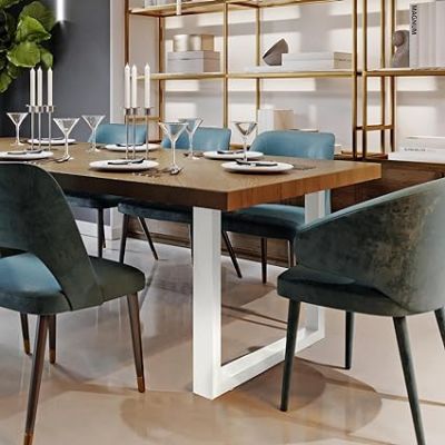 Pieds de table Carré Acier Blanc - 2 pièces - L 60 x H 72 cm
