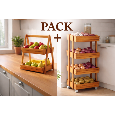 Pack rangement cuisine en bois – pratique et élégant-2 pcs 