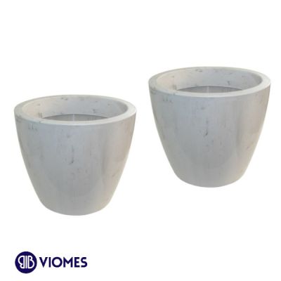 Lot de 2 Pots linéa natura onyx D20xh17 cm VIOMES-Blanc