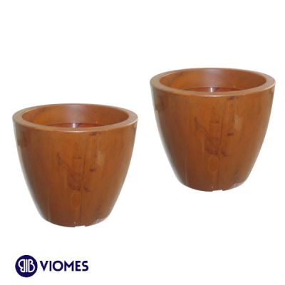 Lot de 2 Pots linéa natura onyx D20xh17 cm VIOMES-Marron