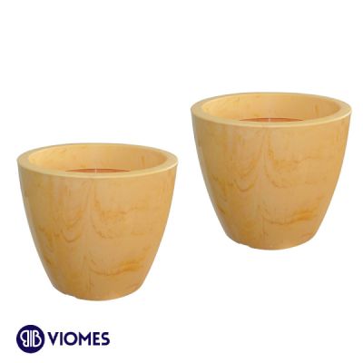 Lot de 2 Pots linéa natura onyx D20xh17 cm VIOMES-Jaune