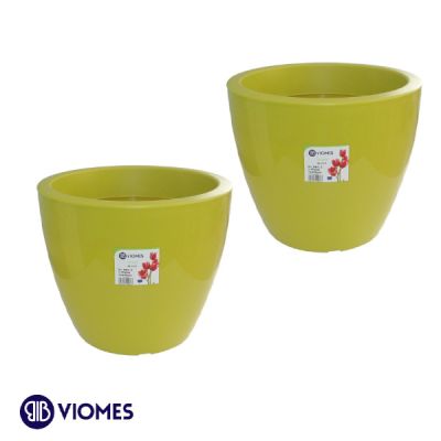 Lot de 2 Pots linéa gloss D20xh17cm VIOMES-Vert clair