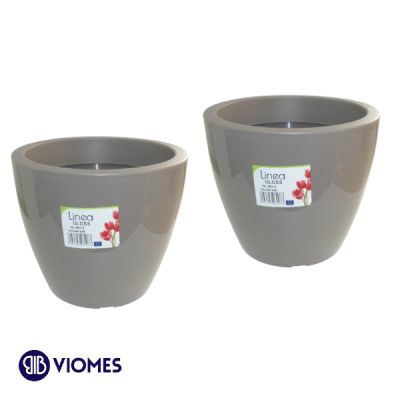 Lot de 2 Pots linéa gloss D20xh17cm VIOMES-Gris Charbon
