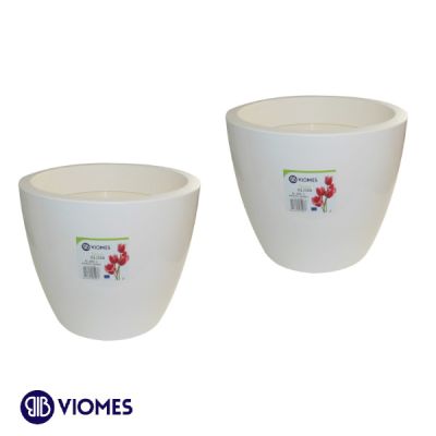 Lot de 2 Pots linéa gloss D20xh17cm VIOMES-Blanc