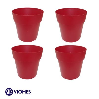 Lot de 4 Pots Linéa sans anneau D20xh18.5cm VIOMES-Rouge bordeaux