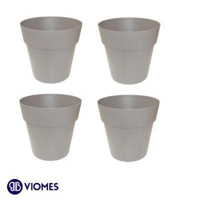 Lot de 4 Pots Linéa sans anneau D11xh10.5cm VIOMES-Gris