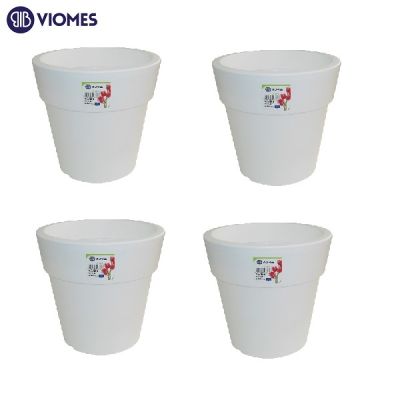 Lot de 4 Pots Linéa D16xh15.5cm VIOMES-Gris
