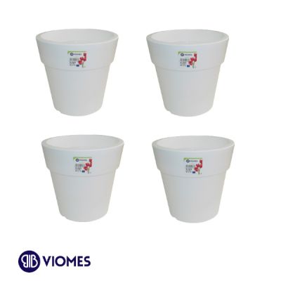 Lot de 4 Pots Linéa D16xh15.5cm VIOMES-Blanc