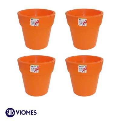 Lot de 4 Pots Linéa D16xh15.5cm VIOMES-Orange