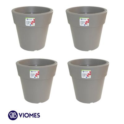 Lot de 4 Pots Linéa D16xh15.5cm VIOMES-Gris Charbon