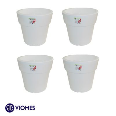 Lot de 4 Pots Linéa white D20xh18.5cm VIOMES-Blanc