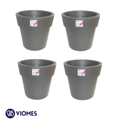 Lot de 4 Pots Linéa Anthracite D20xh18.5cm VIOMES-Gris Charbon