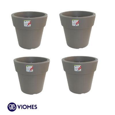 Lot de 4 Pots Pot Linéa taupe D20xh18.5cm VIOMES-Gris