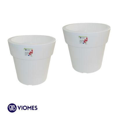 Lot de 2 Pots Linéa D25xh24cm VIOMES-Blanc