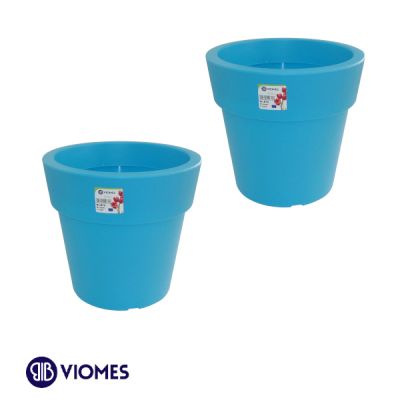 Lot de 2 Pots Linéa D25xh24cm VIOMES-Bleu