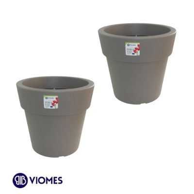 Lot de 2 Pots Linéa D25xh24cm VIOMES-Gris clair