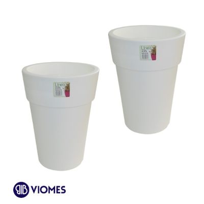 Lot de 2 Pots Linéa haut blanc D16xh22cm VIOMES-Blanc