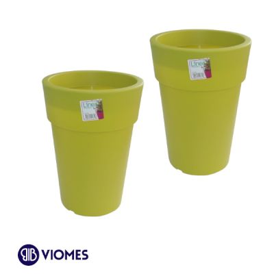 Lot de 2 Pots Linéa haut blanc D16xh22cm VIOMES-Vert clair