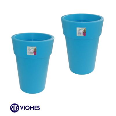 Lot de 2 Pots Linéa haut blanc D16xh22cm VIOMES-Bleu