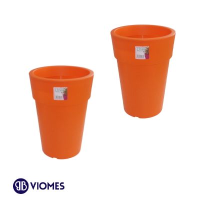 Lot de 2 Pots Linéa haut blanc D16xh22cm VIOMES-Orange