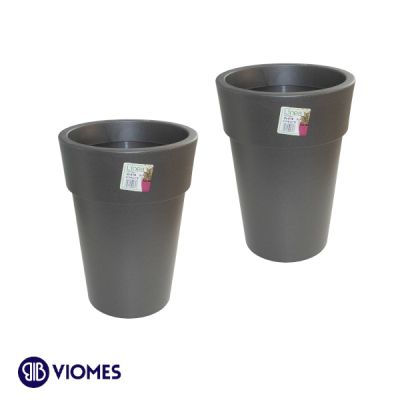 Lot de 2 Pots Linéa haut D20xh26cm VIOMES-Gris Charbon