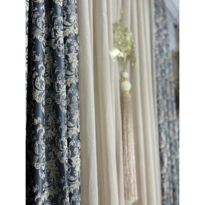 Rideau 5m Bleu baroque L: 5M H:2M80 - Boudart