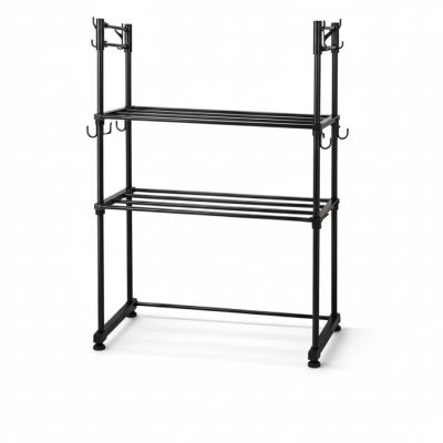 Étagère micro-ondes - 2 niveaux - 92x54x24 cm - noir