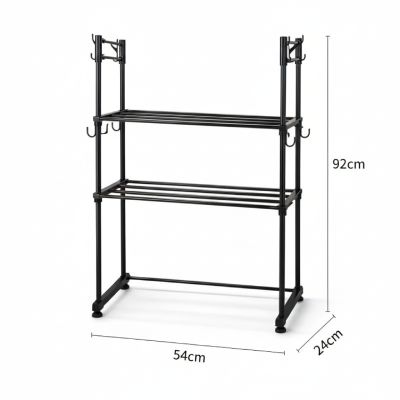 Étagère micro-ondes - 2 niveaux - 92x54x24 cm - noir