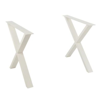 2 pièces Pieds de table - Acier Blanc - L x H(60 x 72)cm,