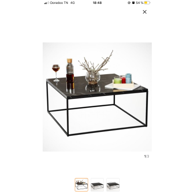 Table basse - Bois mdf - Acier - Noir - h x L x l ( 35 x 60 x 60) cm