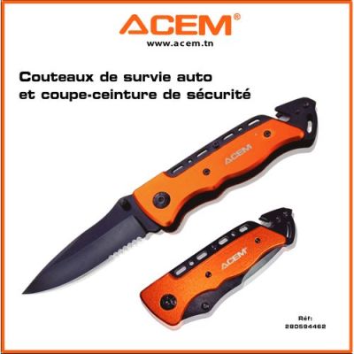 Couteau de survie auto et coupe ceinture de sécurité 1462
