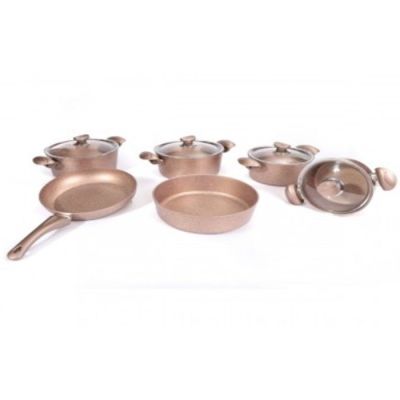 Batterie de cuisine granite OMS – 10 pièces – Bronze