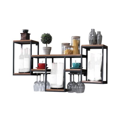 Étagère Murale - BOIS MDF- Acier -Noir - L x l x P (106x56x20)cm