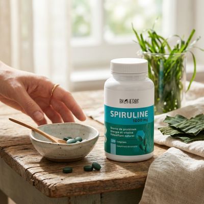 BIOHERBS Spiruline Complément Alimentaire Vitalité & Énergie 1000mg 120 Comprimés