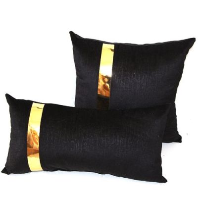 Pack coussins Velours Noir Bande Doré