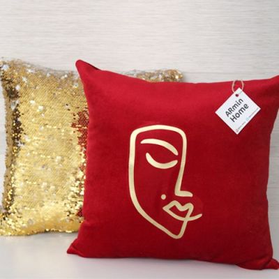 Pack Coussins  -  Rouge Visage Femme & Doré