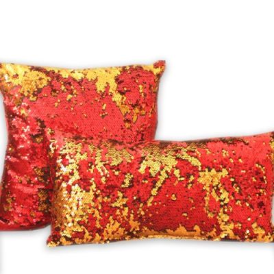 Pack Coussins à paillettes réversible - P PR - rouge & doré